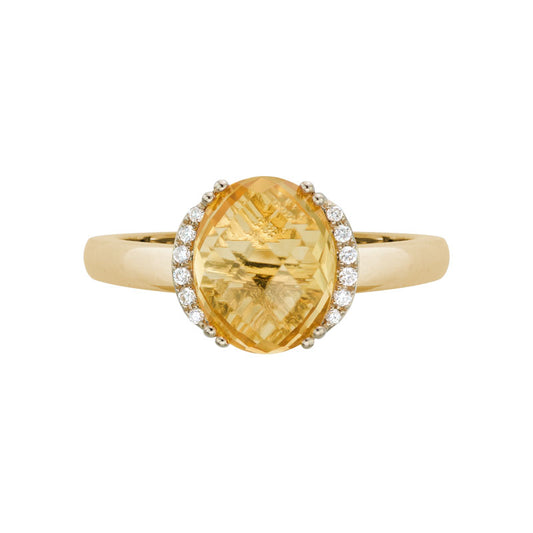 Lady's Yellow 14 Karat Citrine & Diamond Fashion Ring
