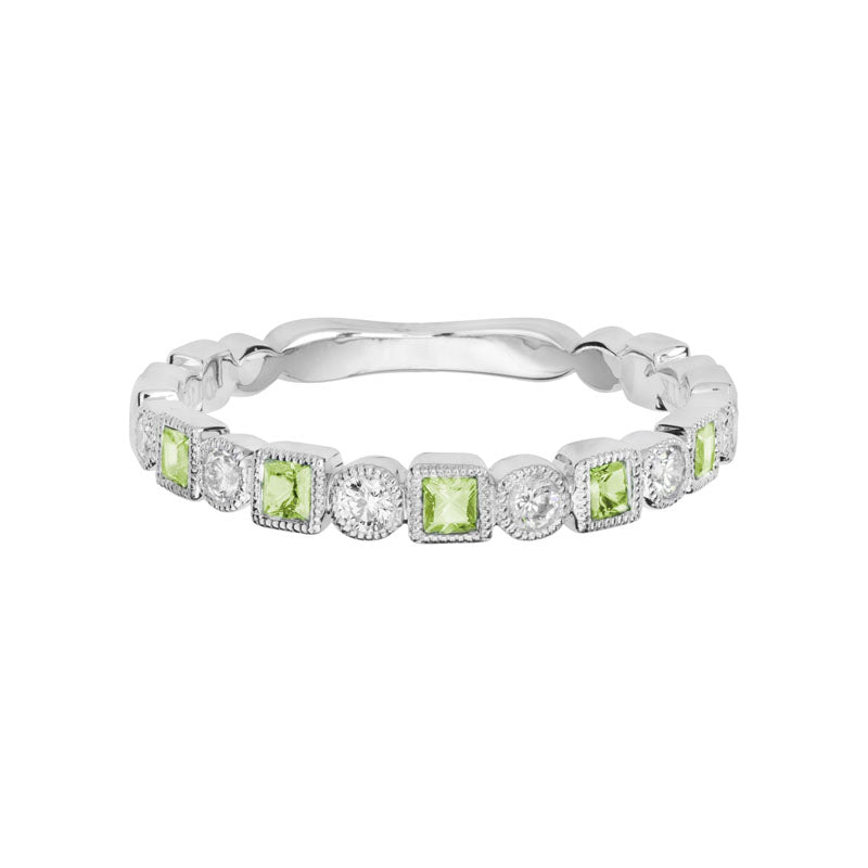 Lady's White 14 Karat Bezel Stacker Fashion Ring