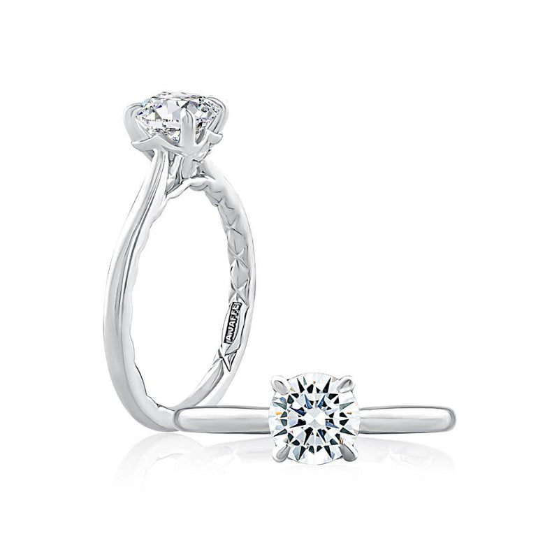 A. Jaffe Round Diamond Solitaire with Diamond Accent in Undergallery - 18k Gold