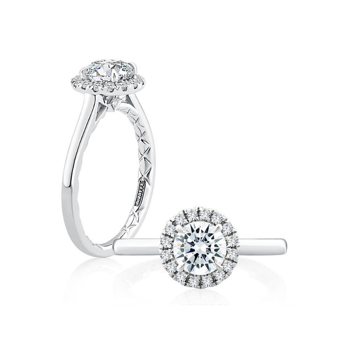 A. Jaffe Round Diamond Halo Engagement Ring in 18k Gold