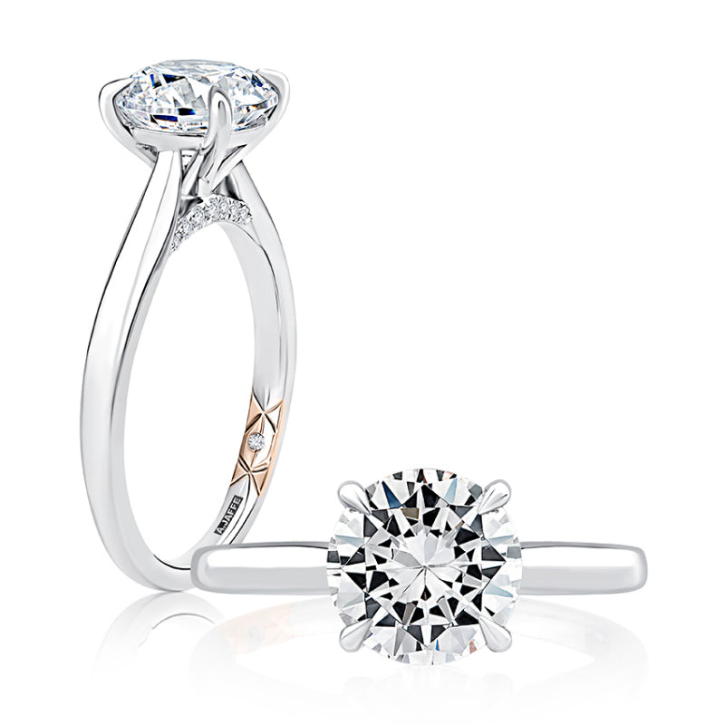 A. Jaffe Solitaire Round Center Diamond Engagement Ring with Peek-A-Boo Diamonds