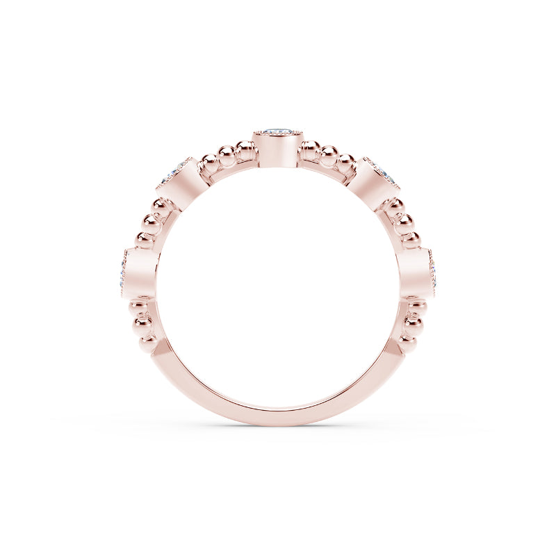 Martin Flyer Lady's Rose 18 Karat Bezel Ring Size 6.5 With 5=0.54Tw Round G/H Si