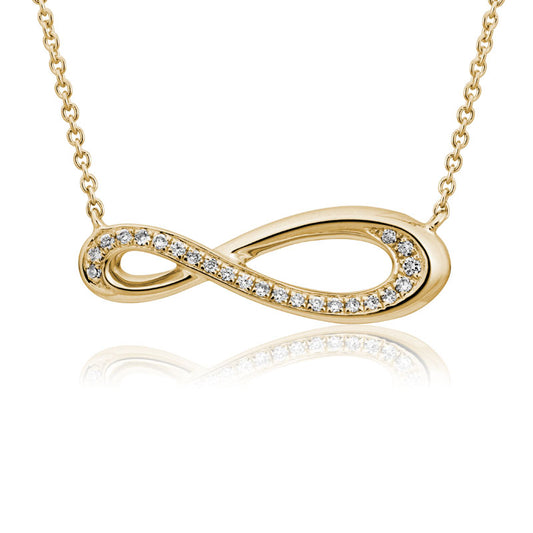 Lady's Yellow 14 Karat Diamond Horizontal Infinity Necklace