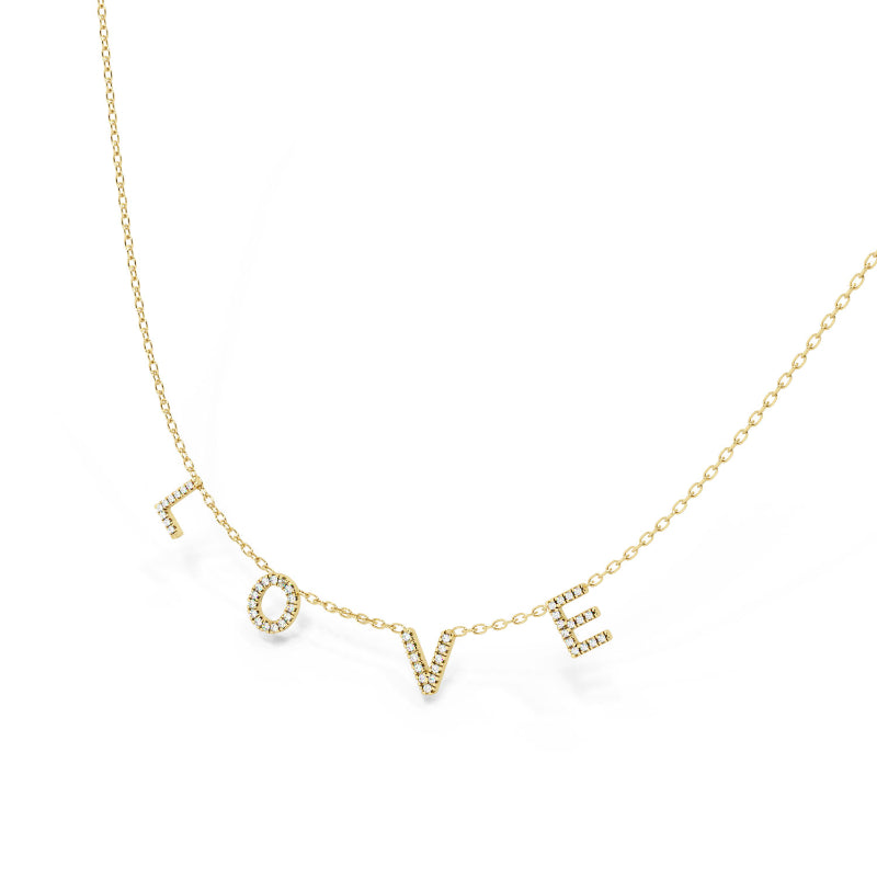 MK Luxury Lady's Yellow 14 Karat Diamond ''Love'' Necklace