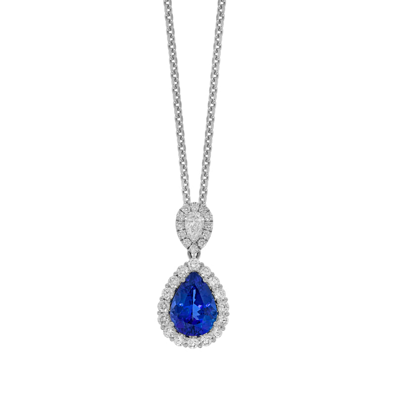 Spark Creations Lady's White 18 Karat Tanzanite/Diamond Drop Pendant