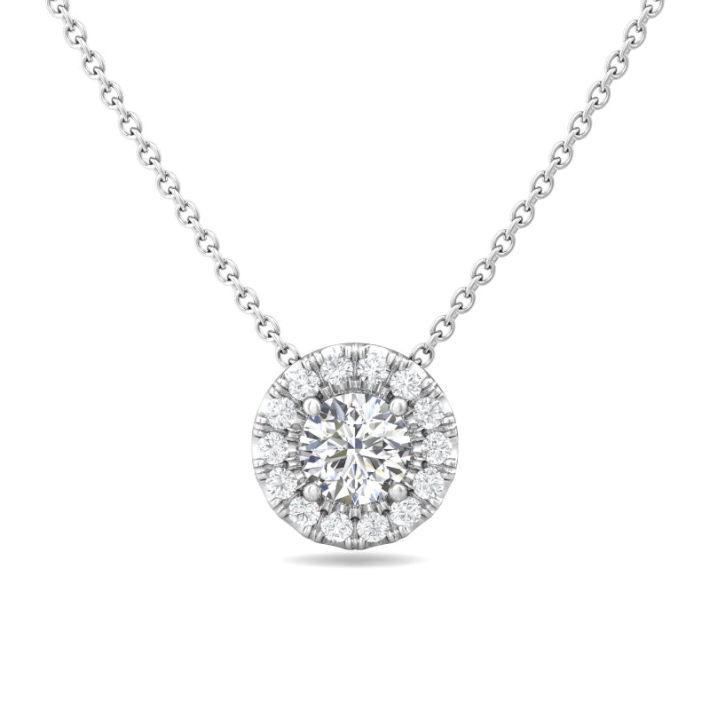 Martin Flyer Lady's White 18K Diamond Halo Pendant