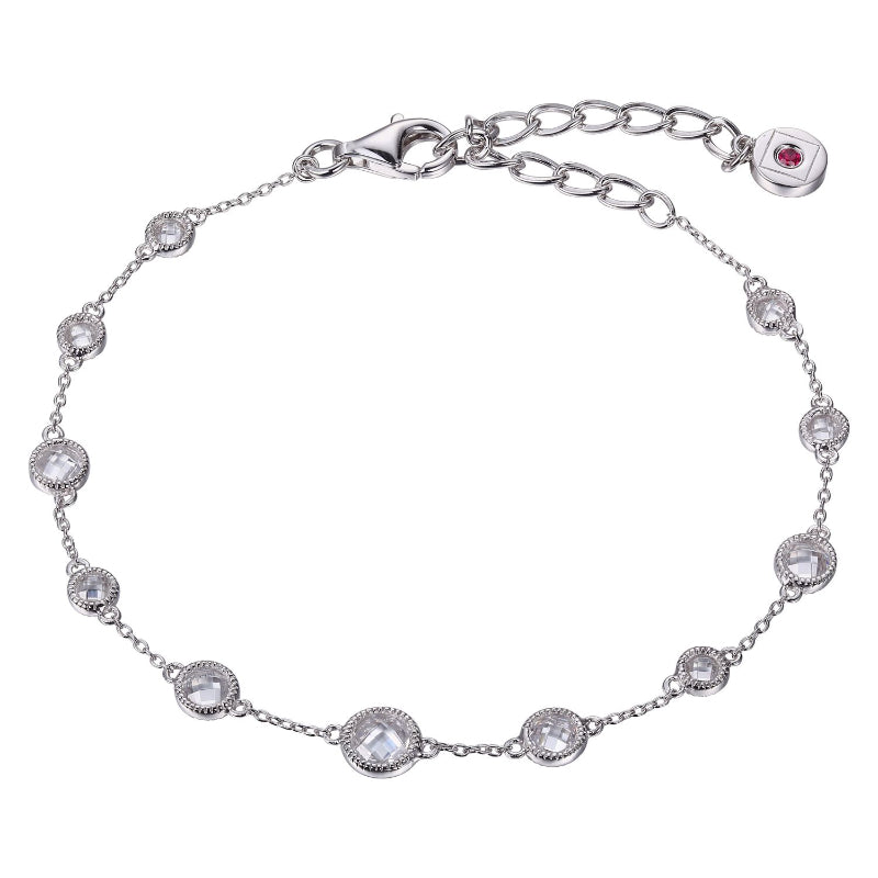 Elle Sterling Silver Rhodium Plated Cz Essence Bezel Bracelet