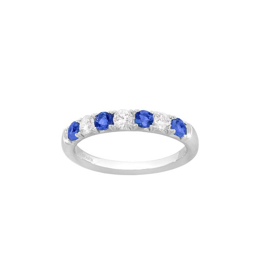 Spark Creations Lady's White Polished 18 Karat 7 Stone Sapphire/Diamond Ring