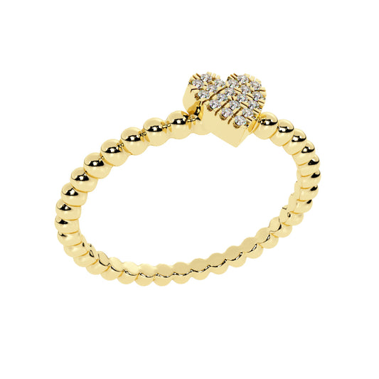 MK Luxury Lady's Yellow 14 Karat Diamond Heart Fashion Ring