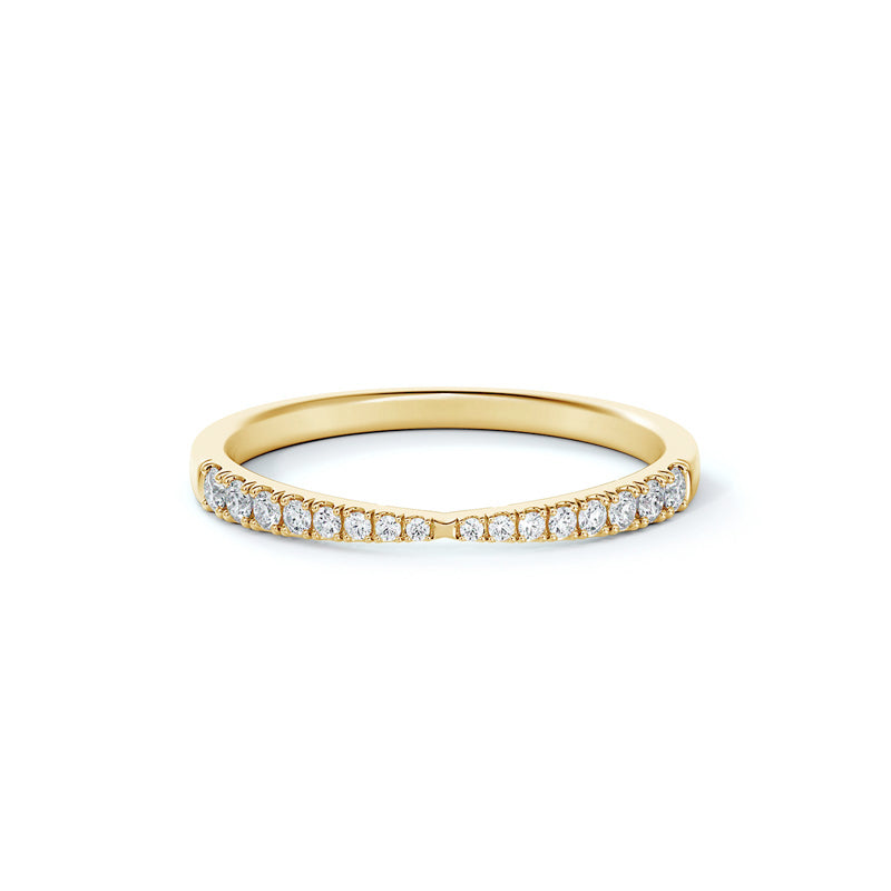 Lady's Yellow 14 Karat Pinched Pave Set Wedding Band