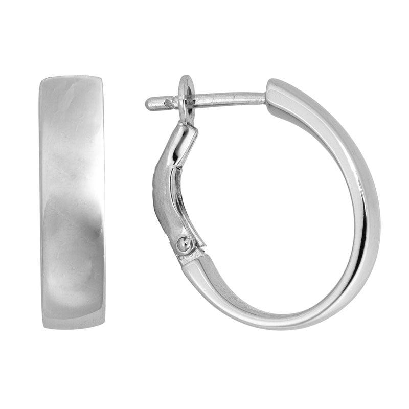 Lady's Rhodium Plated Sterling Silver Hoops Earrings