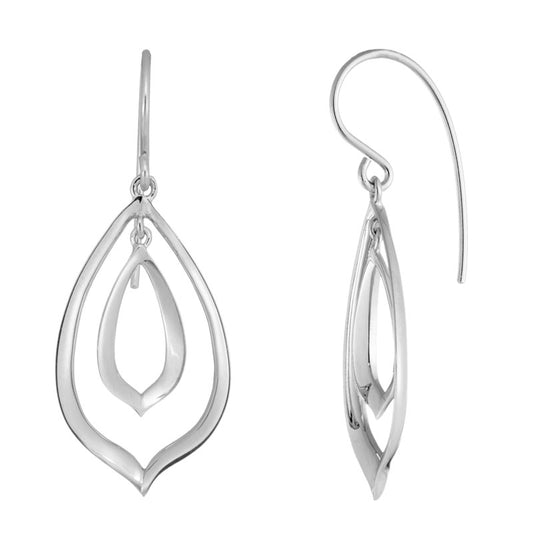 Lady's Sterling Silver Rhodium Plated Double Dangle Earrings