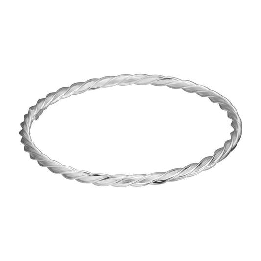 Sterling Silver Rhodium Plated Twist Bangle Bracelet