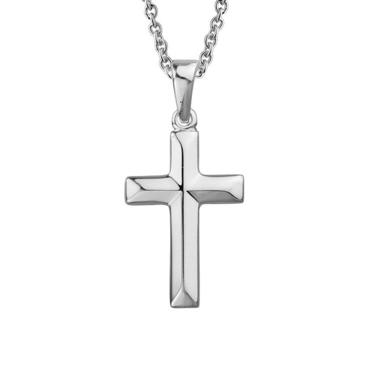Lady's Rhodium Plated Sterling Silver Cross Pendant