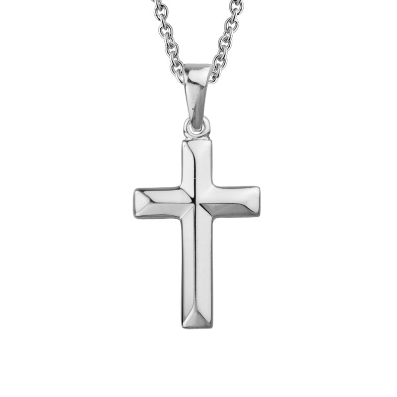Lady's Rhodium Plated Sterling Silver Cross Pendant