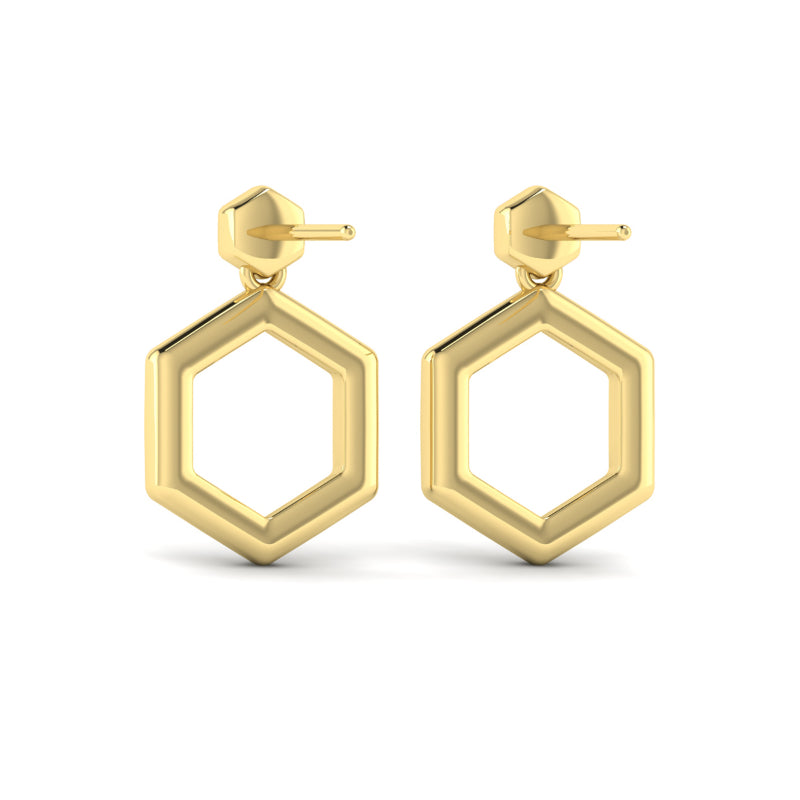 Vlora Ladies Yellow 14 Karat Pave Diamond Honeycomb Drop Earrings