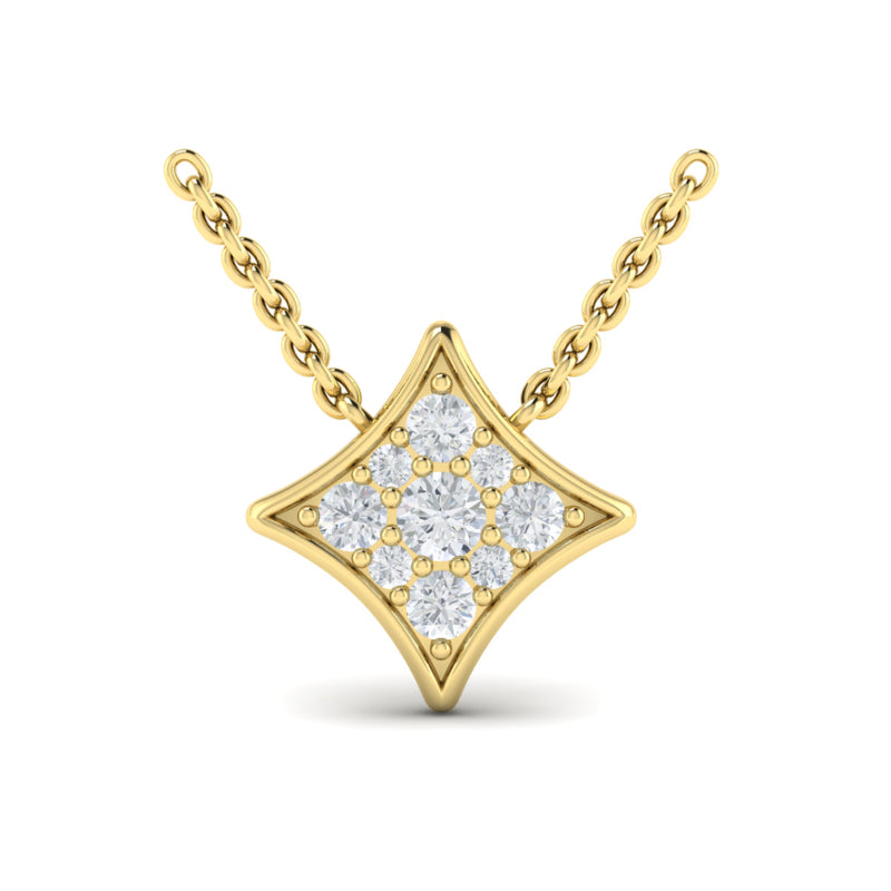 Vlora Ladies Yellow 14 Karat Diamond Vlora Star Pendant and Cable Chain