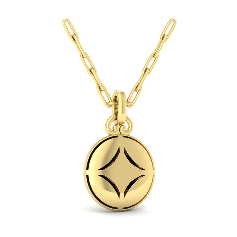 Vlora Ladies Yellow 14 Karat Pave Cross Medallion Pendant and Paperclip Chain