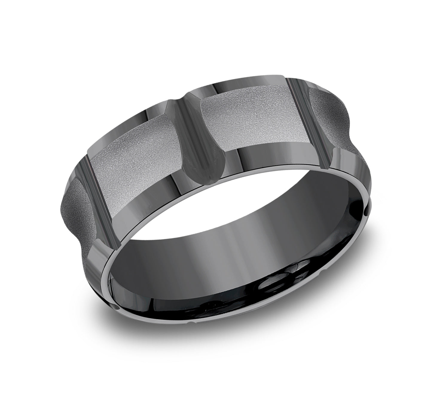 Black leather gauntlet with silver studs and buckle detailing.