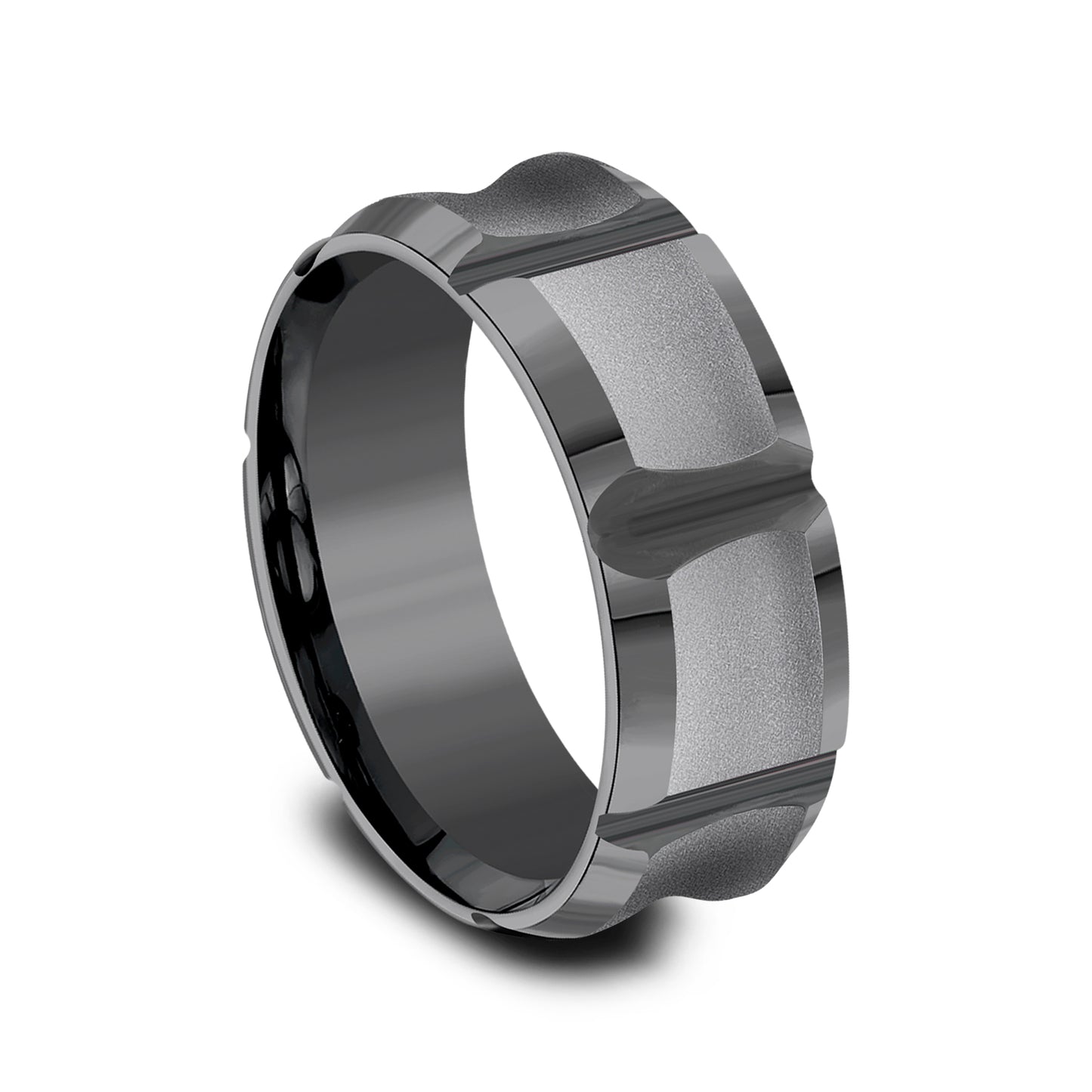 Black leather gauntlet with silver studs and buckle detailing.
