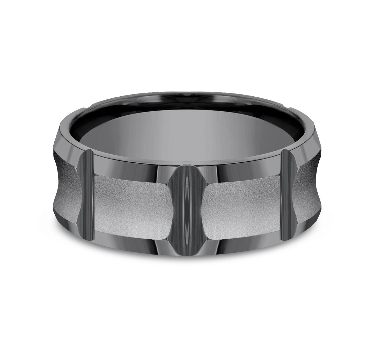 Black leather gauntlet with silver studs and buckle detailing.