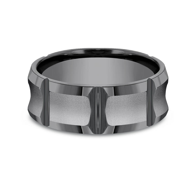 Black leather gauntlet with silver studs and buckle detailing.