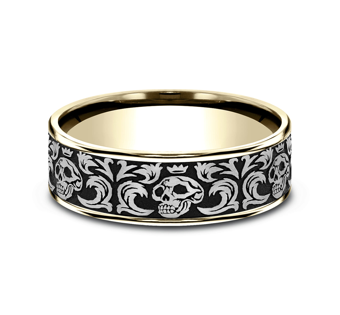 Skull King figurine on black background