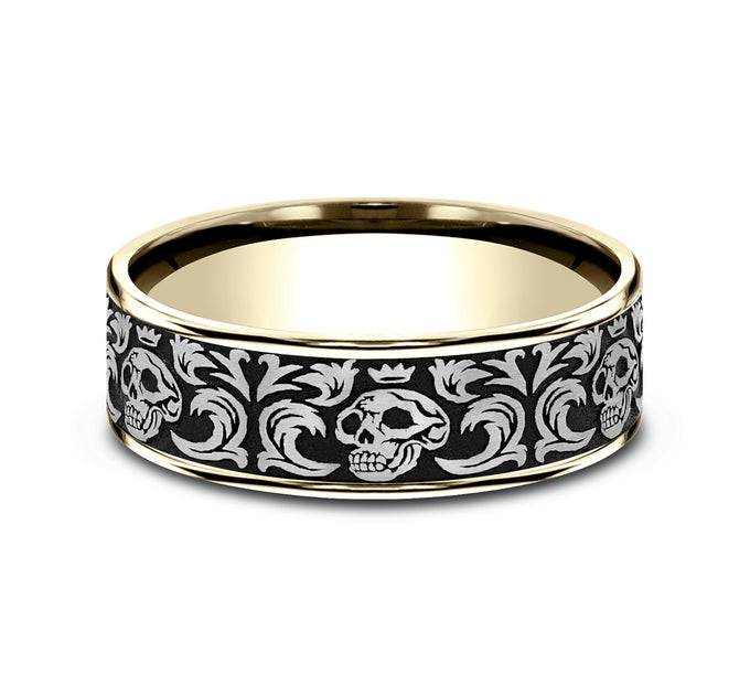 Skull King figurine on black background