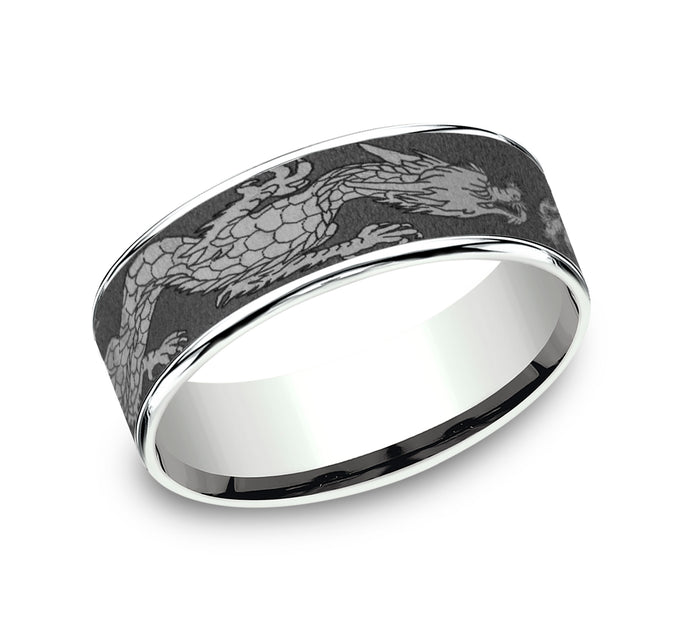 White Gold and Tantalum Dragon Band