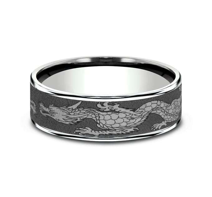 White Gold and Tantalum Dragon Band