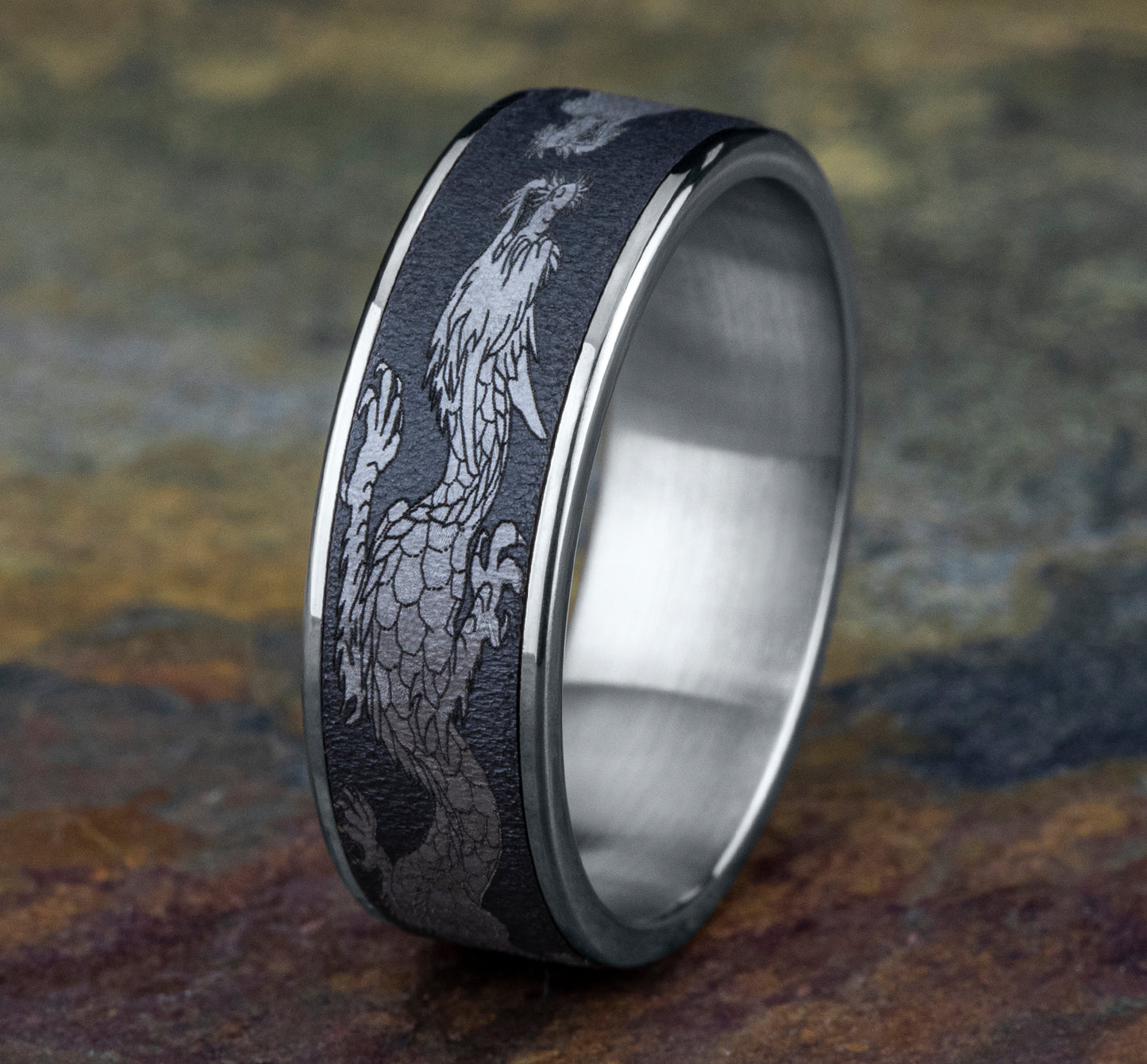 White Gold and Tantalum Dragon Band