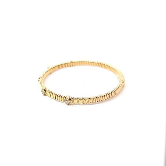 14 Karat Yellow Gold Diamond Soft Bangle Bracelet