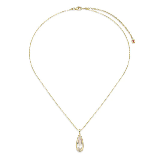 Yellow Sterling Silver Gold Plated Bezel Set Cubic Zirconia Pendant