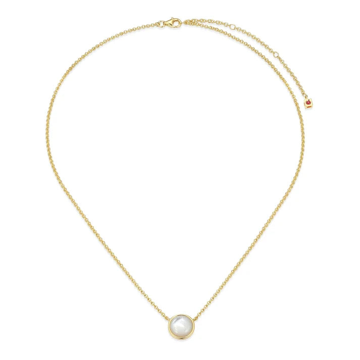 Sterling Silver Gold Plated Mother of Pearl Stationary Necklace