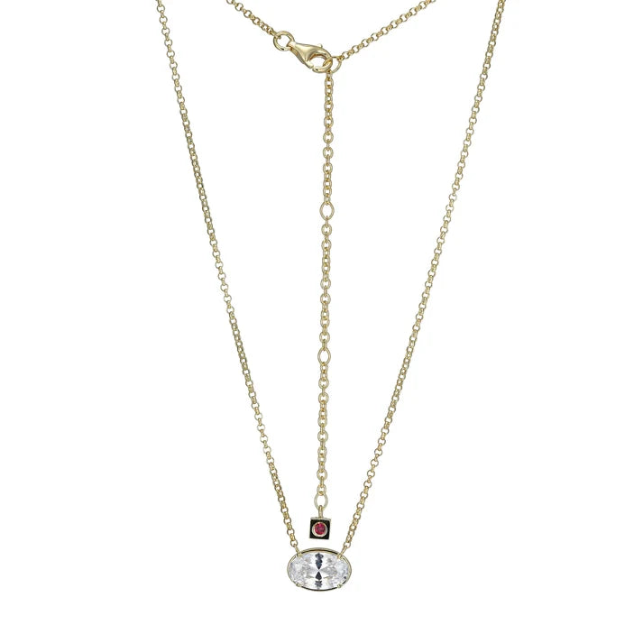 Sterling Silver Gold Plated Serenelle CZ Stationary Necklace