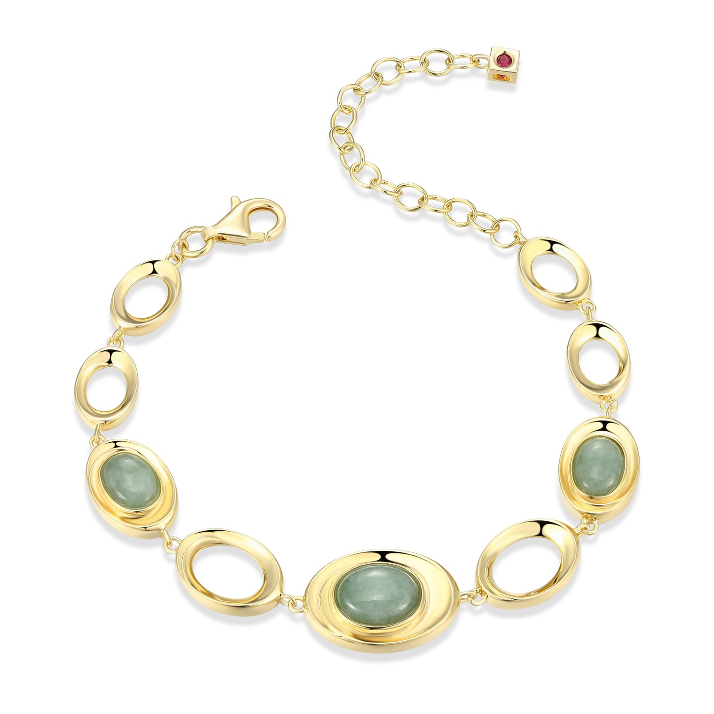 Elle sterling silver gold plated jade bracelet