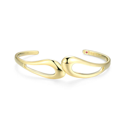 Yellow Sterling Silver Gold Plated Freeform Cuff Bracelet