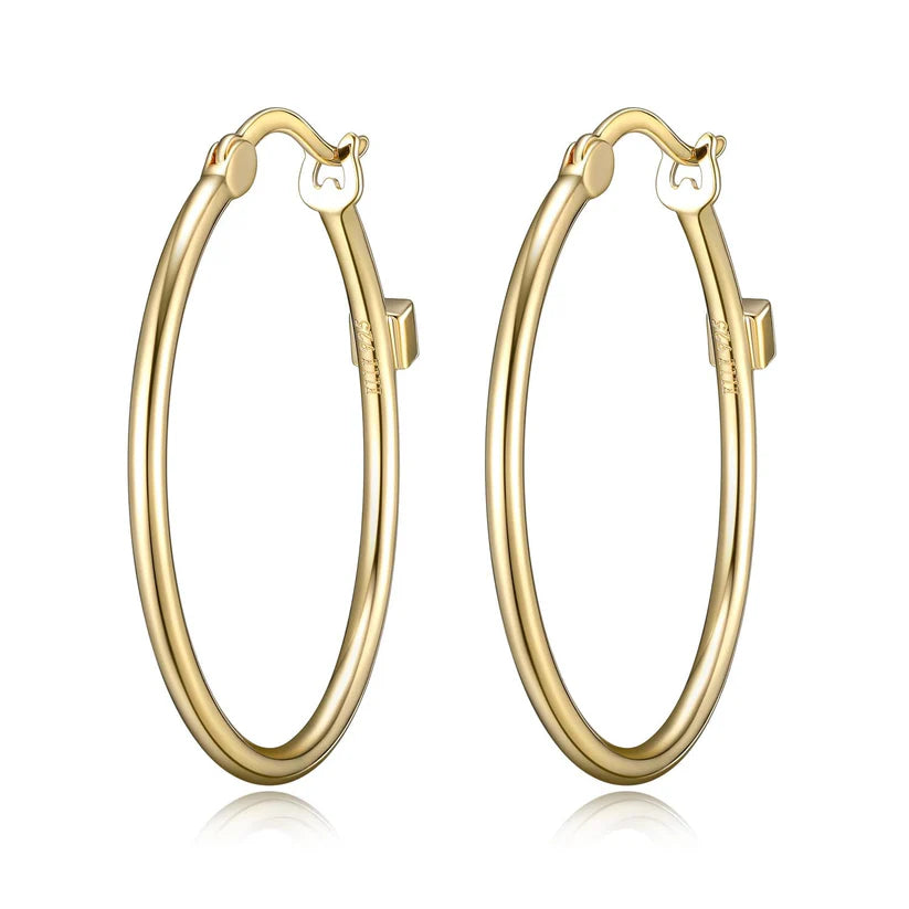 Yellow Gold Plated Sterling Silver Hoops Earrings
