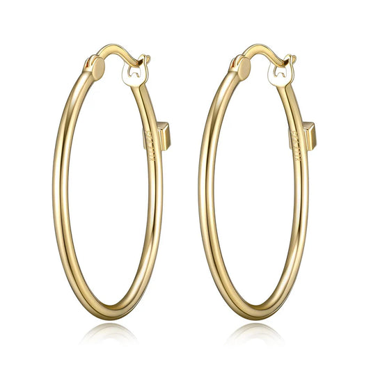 Yellow Gold Plated Sterling Silver Hoops Earrings