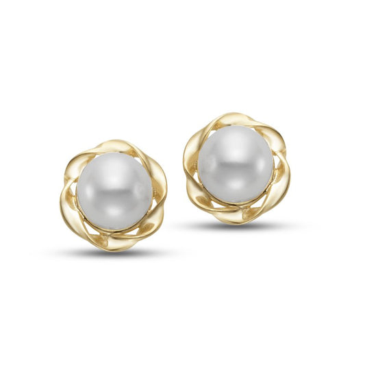 14 Karat Yellow Gold Floral Stud Earrings
