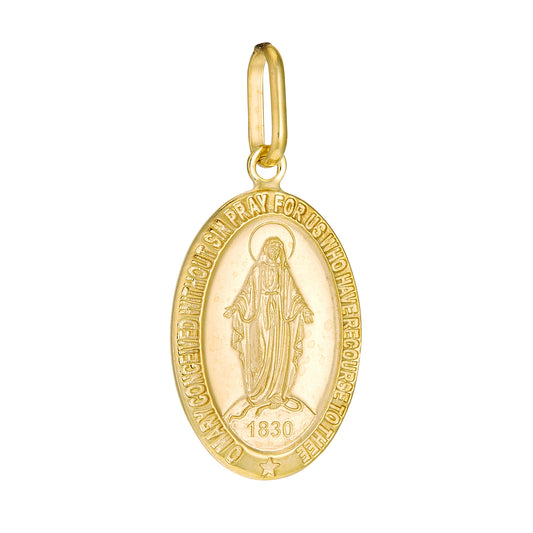 14 Karat Yellow Gold Miraculous Medal Pendant