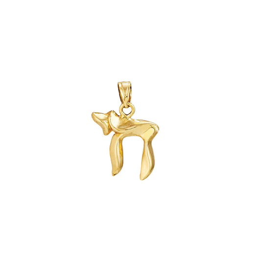 14 Karat Yellow Gold Hebrew Chai Pendant