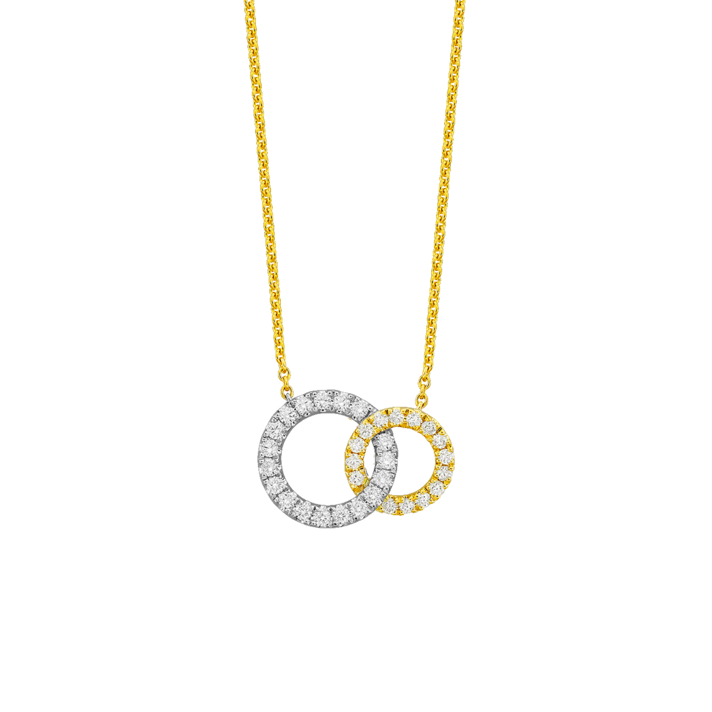 18k gold interlocking circle diamond necklace