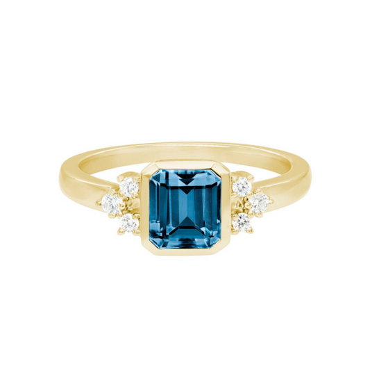 London Blue Topaz and Diamond 14k Yellow Gold Ring