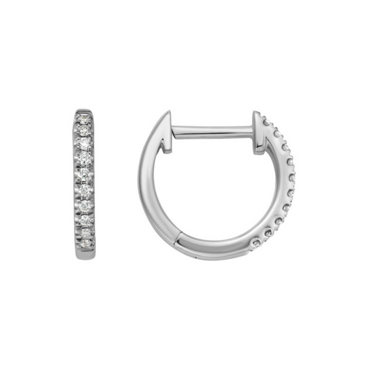 Diamond Huggie Earrings 14k White Gold