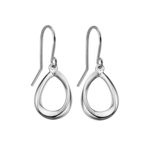 Teardrop Twist Sterling Silver Drop Earrings