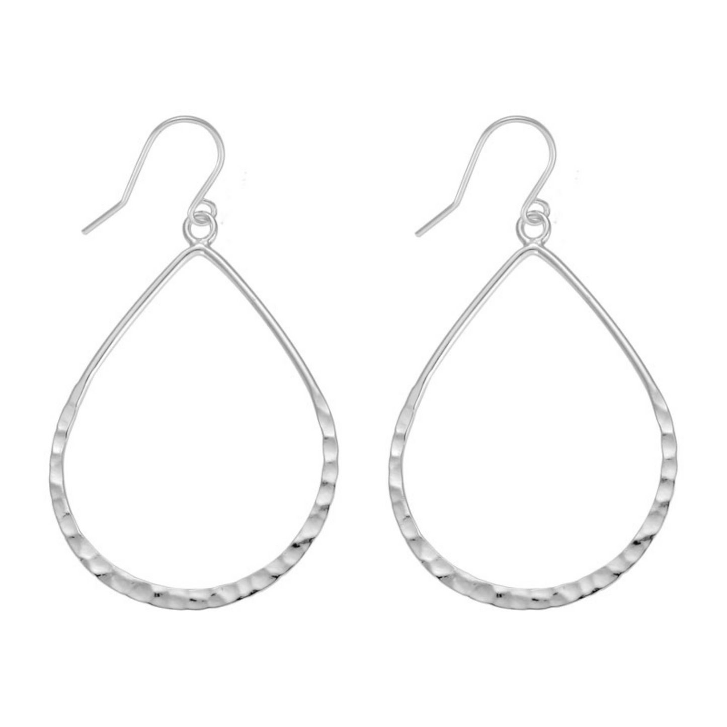 Hammered Tear Drop Sterling Silver Dangle Earrings
