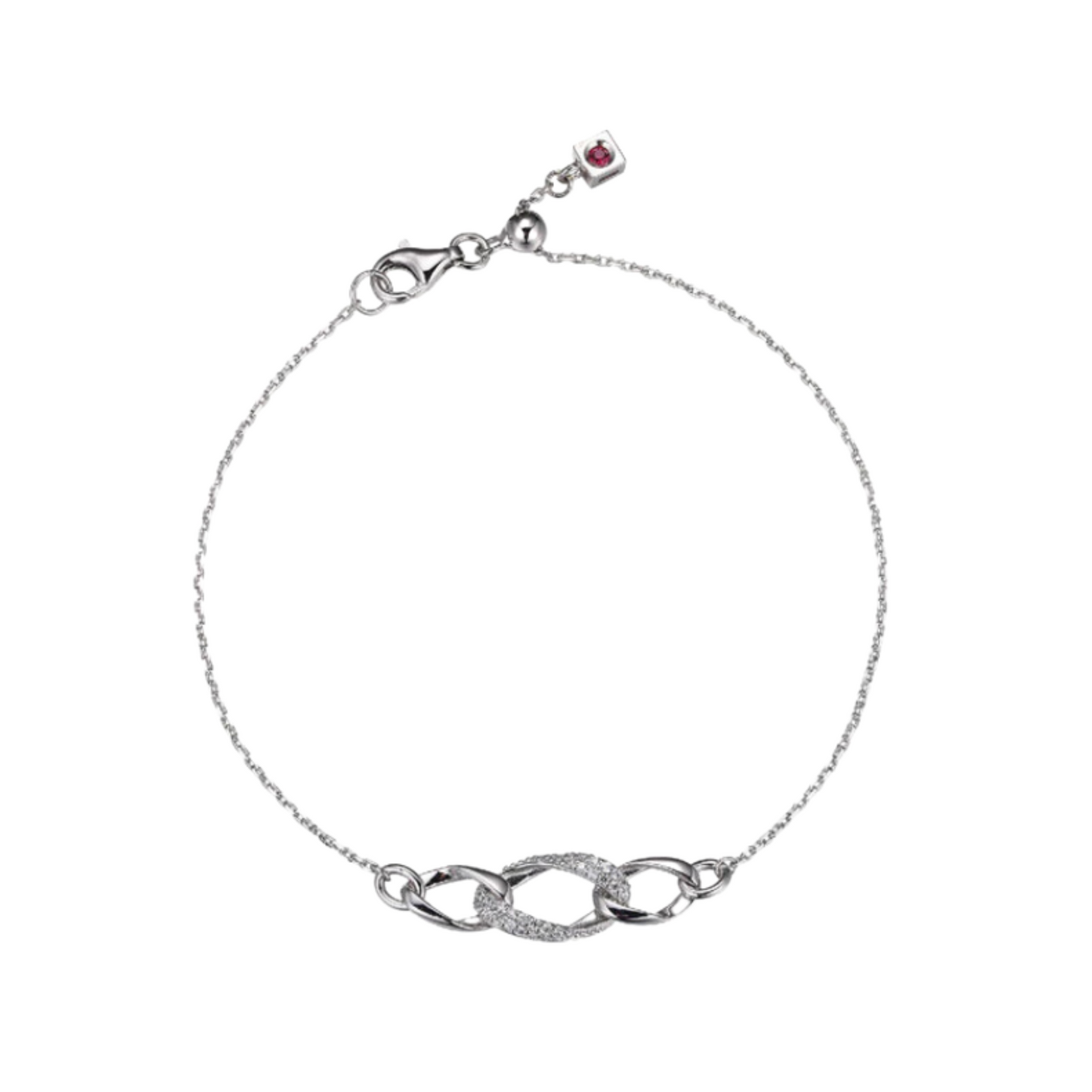 Elle Sterling Silver Oval Pave CZ Bracelet