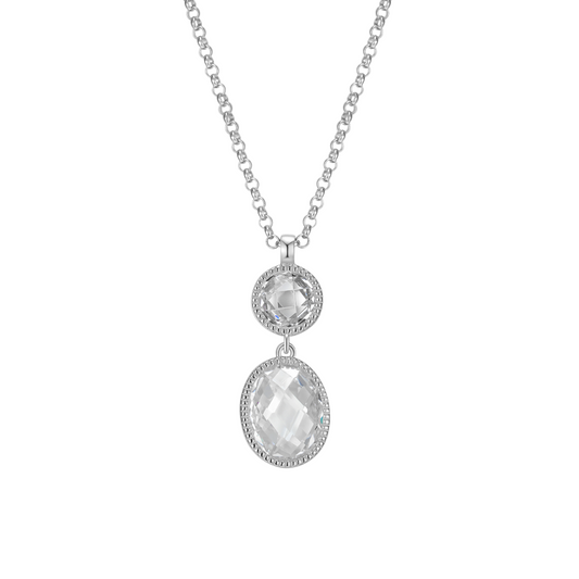 Elle Sterling Silver CZ Drop Pendant