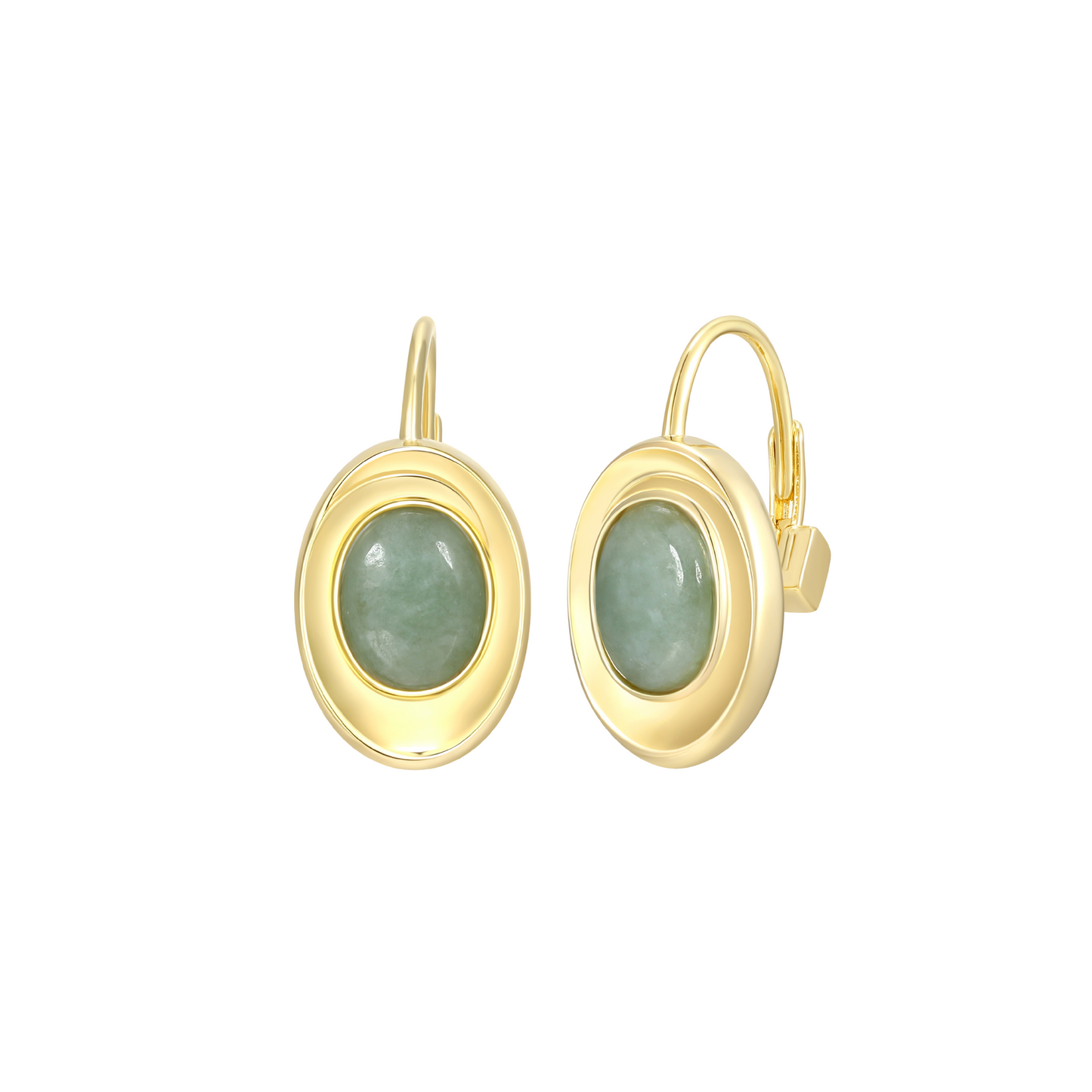 Elle sterling silver gold plated jade earrings